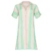 State Of Georgia Women's Neutrals / Green The Cove Crochet Shirt Dress Green Stripes In Green