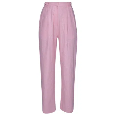 State Of Georgia Women's Pink / Purple The Grandad Linen Pants Dusty Pink In Pink/purple