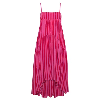 State Of Georgia Women's Pink / Purple The Holiday Dress Pink & Red Film Stripe In Pink/purple