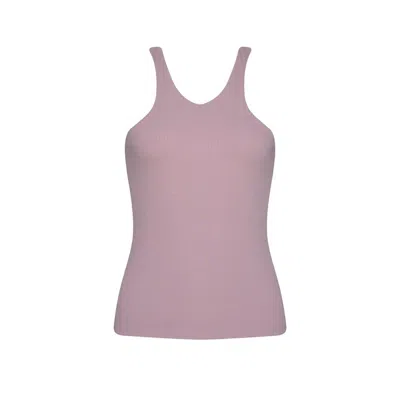 State Of Georgia Women's Pink / Purple The Lounger Rib Singlet Dusty Pink In Pink/purple