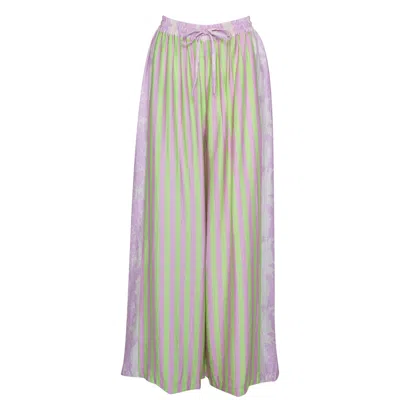 State Of Georgia Women's Pink / Purple The Ohana Pants Hibiscus Rose Stripe In Pink/purple