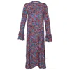 State Of Georgia Women's Red Jemima Midi/maxi Dress Double Layer Sleeve Floral Explosion Raspberry In Red