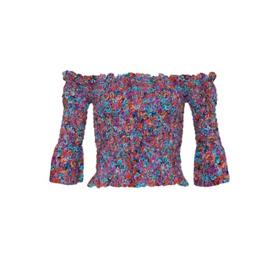 State Of Georgia Women's Red The Bobbi Elastic Top Floral Explosion Raspberry