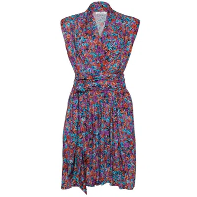 State Of Georgia Women's Red The Point Dress Short Floral Explosion Raspberry