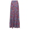 State Of Georgia Women's Red The Sky High Waisted Maxi Skirt Floral Explosion Raspberry In Red