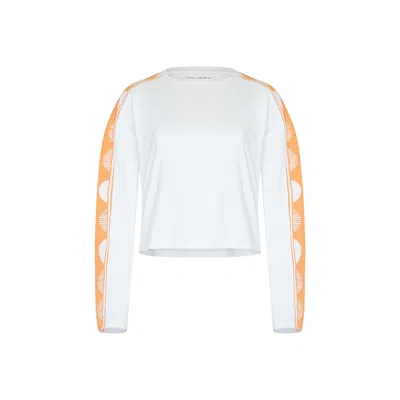 State Of Georgia Women's The Cali Cropped Jumper Off White Sun Burst Boarder Print