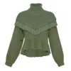 State Of Georgia Women's The Dylan Cotton Top With Knitted Warmer Sage Green In Green