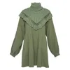 State Of Georgia Women's The Dylan Mini 3-tiered Dress With Knitted Warmer Sage Green In Green
