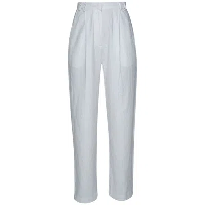 State Of Georgia Women's The Grandad Linen Pants Ghost White