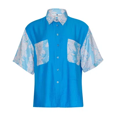 State Of Georgia Women's The Ohana Shirt Hibiscus Blue Stripe