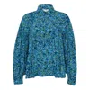 State Of Georgia Women's The Pirate Button Up Shirt Floral Explosion Blue In Blue
