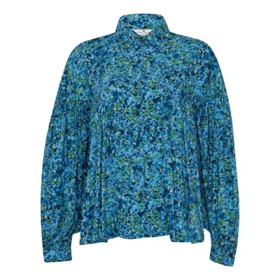 State Of Georgia Women's The Pirate Button Up Shirt Floral Explosion Blue