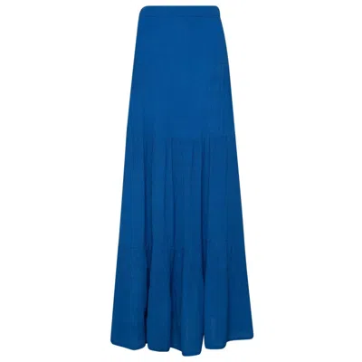 State Of Georgia Women's The Sky High Waisted Maxi Skirt Blue Krinkle