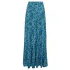 State Of Georgia Women's The Sky High Waisted Maxi Skirt Floral Explosion Blue In Blue