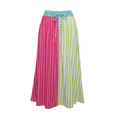 State Of Georgia Women's The Sunny Side Up Skirt Multi Colour Stripes In Pink