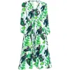 State Of Georgia Women's White / Green The Parachute Dress In Cactus Green In White/green