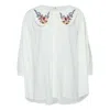 State Of Georgia Women's White / Red The Cisco Embroidered Dream Shirt Flowers Raspberry In White/red