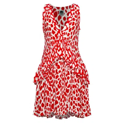 State Of Georgia Women's White / Red The Rara Dress In Red Giraffe In White/red