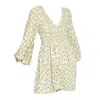 State Of Georgia Women's White The Swing Dress In Giraffe Taupe & Powder Blue In White