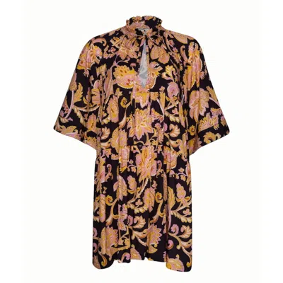 State Of Georgia Women's Yellow / Orange / Black The Bambi Dress Short Paisley Naga In Yellow/orange/black