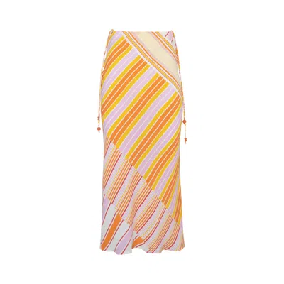 State Of Georgia Women's Yellow / Orange The Pamela Skirt Soleil Stripe In Yellow/orange