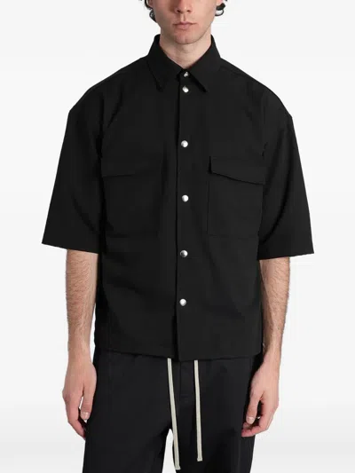 State Of Order Half Short-sleeve Press-stud Shirt In Black