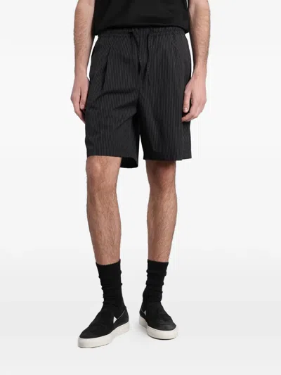 State Of Order Pinstripe-pattern Drawstring Shorts In Black