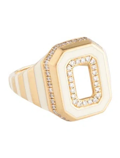 Pre-owned State Property 18k Diamond & Enamel Azar Cocktail Ring In White