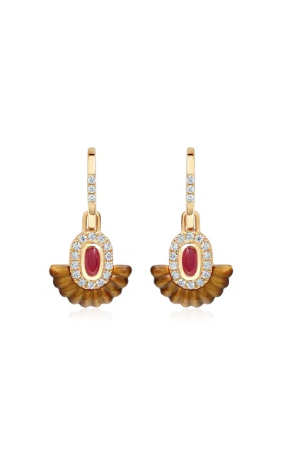 State Property Alara Tigerlily 18k Yellow Gold Multi-stone Drop Earrings In Brown