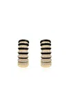 State Property Borsh 18k Yellow Gold Diamond Hoop Earrings In Black