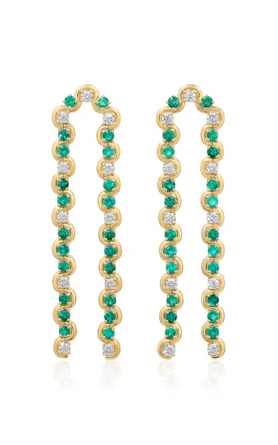 State Property Edessa 18k Yellow Gold Emerald Arc Drop Earrings In Green