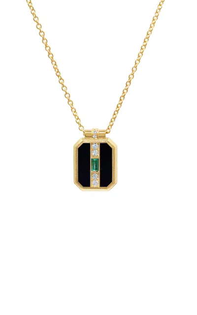 State Property Miura Enchantress 18k Yellow Gold; Emerald; And Diamond Necklace In Black