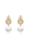 State Property Raisina 18k Yellow Gold Diamond Pearl Earrings