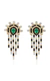 State Property Raisina Enchantress 18k Yellow Gold Diamond Emerald Earrings