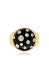 State Property Toadstool 18k Yellow Gold Diamond Enamel Bombé Ring In Black