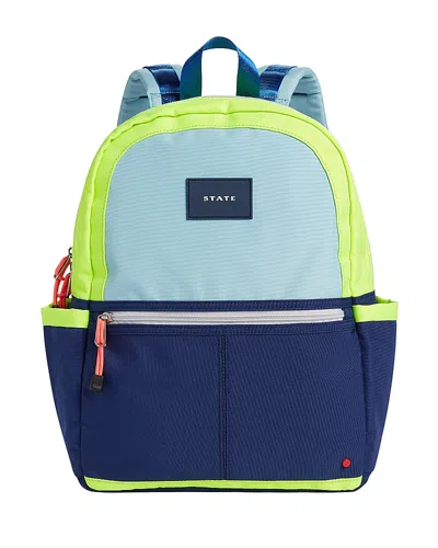 State Unisex Kane Kids Travel Color Block Backpack In Navy/neon