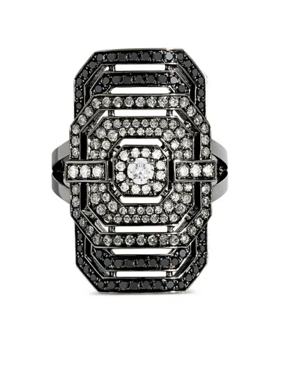 Statement Paris Sterling Silver My Way Gradient Diamond Ring In Black