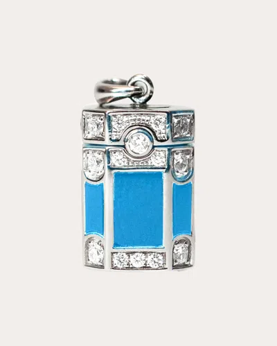 Statement Paris Women's Wish Box Sterling Silver Enamel And Diamond Pendant Necklace In Blue