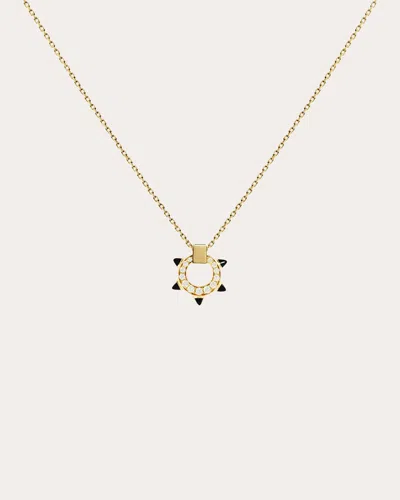 Statement Paris Women's Spike 18k Gold Black Agate And Diamond Pendant Necklace In Gold/black