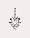 Statement Paris Women's Spike Rhodium-plated Sterling Silver Black Agate And Diamond Single Earring In Silver