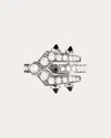 Statement Paris Women's Spike Rhodium-plated Sterling Silver Black Agate And Diamond Ring In Silver