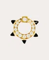 Statement Paris Women's Spike Rhodium-plated Sterling Silver Black Agate And Diamond Single Earring In Gold