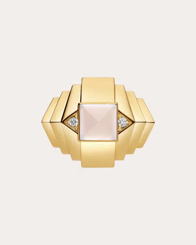 Statement Paris Women's Diamond & Pink Opal Rockaway Mini Pyramid Ring In Gold