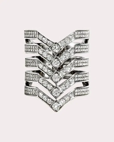 Statement Paris Women's Stairway Rhodium-plated Sterling Silver Diamond 5-band Ring