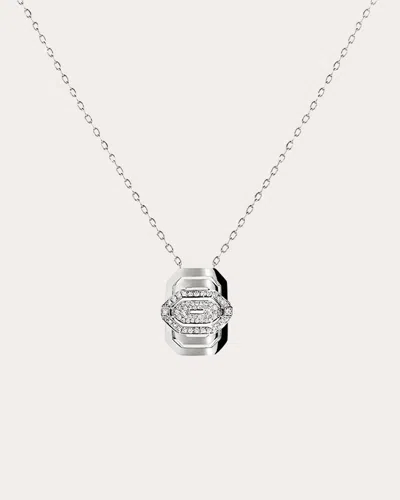 Statement Paris Women's Diamond Half-pavé My Way Pendant Necklace In Silver