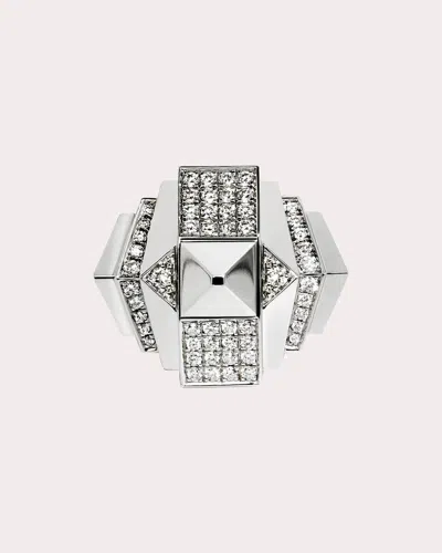 Statement Paris Women's Diamond Half-pavé Pyramid Rockaway Ring In Silver
