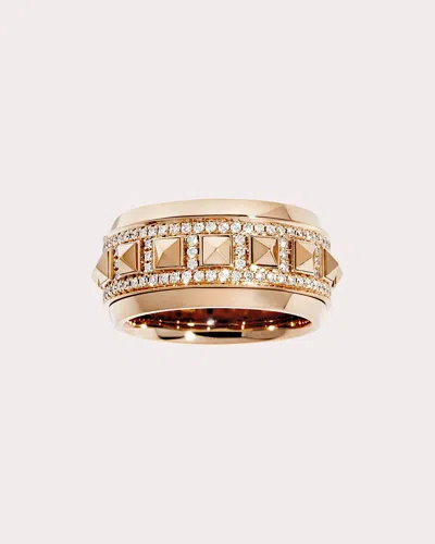 Statement Paris Women's Diamond Half-pavé Rockaway Spinner Ring In Pink