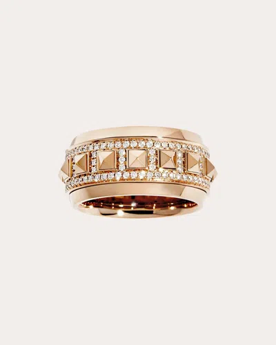 Statement Paris Women's Diamond Half-pavé Rockaway Spinner Ring In Pink Gold