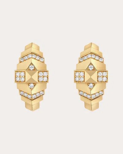 Statement Paris Women's Diamond Rockaway Mini Pyramid Hoop Earrings In Gold