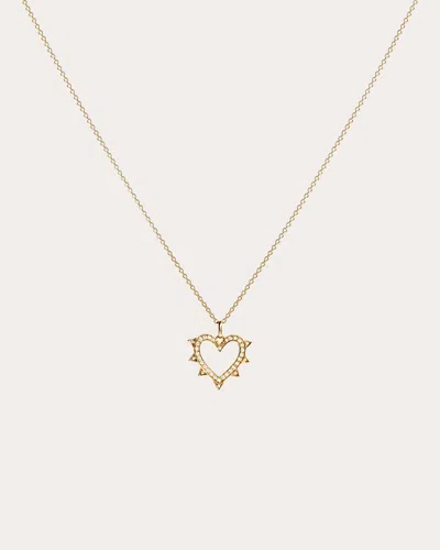 Statement Paris Women's Diamond Rockaway Picot Heart Pendant Necklace In Gold
